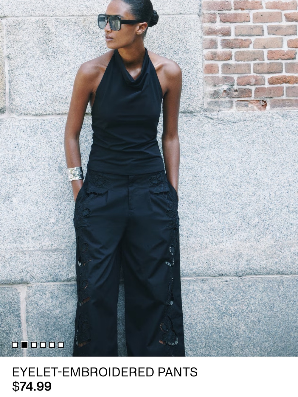 H&M Black Dress Pants with Side Cutwork Detail size 14